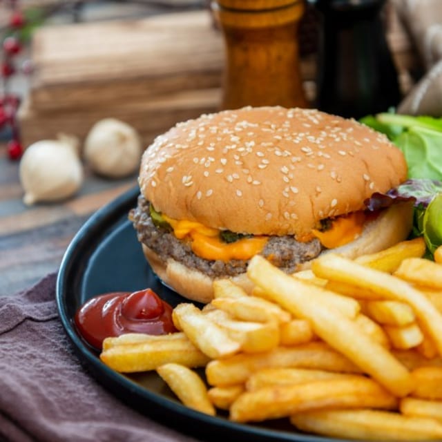 Kids Cheese Burger with Fries.