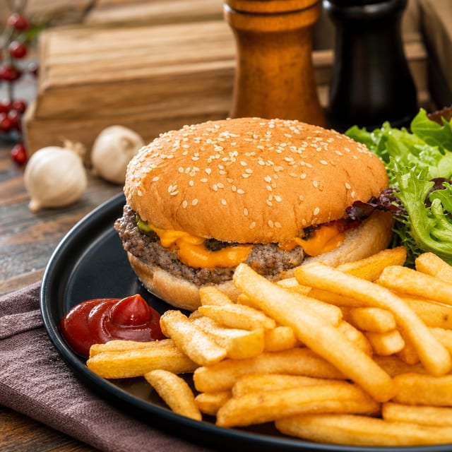 Kids Cheese Burger with Fries.