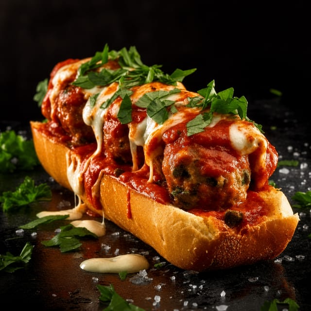 Meatball Parmigiana Sub.
